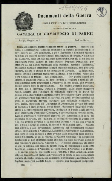 Documenti della guerra : bollettino d'informazioni pubblicato dalla Camera di commercio di Parigi